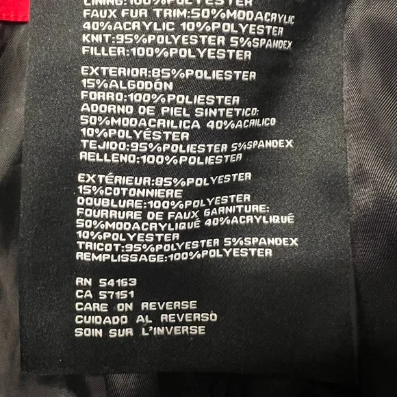 GUESS Faux Fur Hooded Red Winter Jacket - Picture 4 of 6